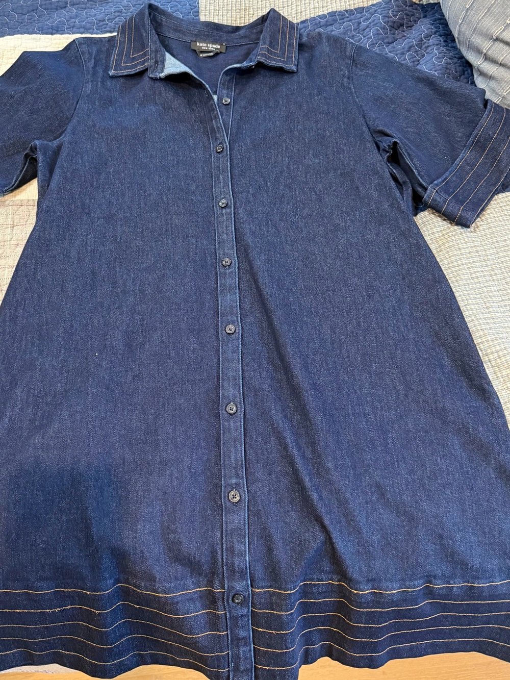 kate spade Dark Blue Denim Button-Front Midi Dress XL